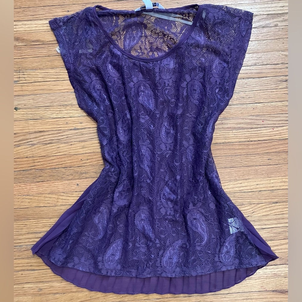 NWT Y2K Purple lace top with pleated detailing